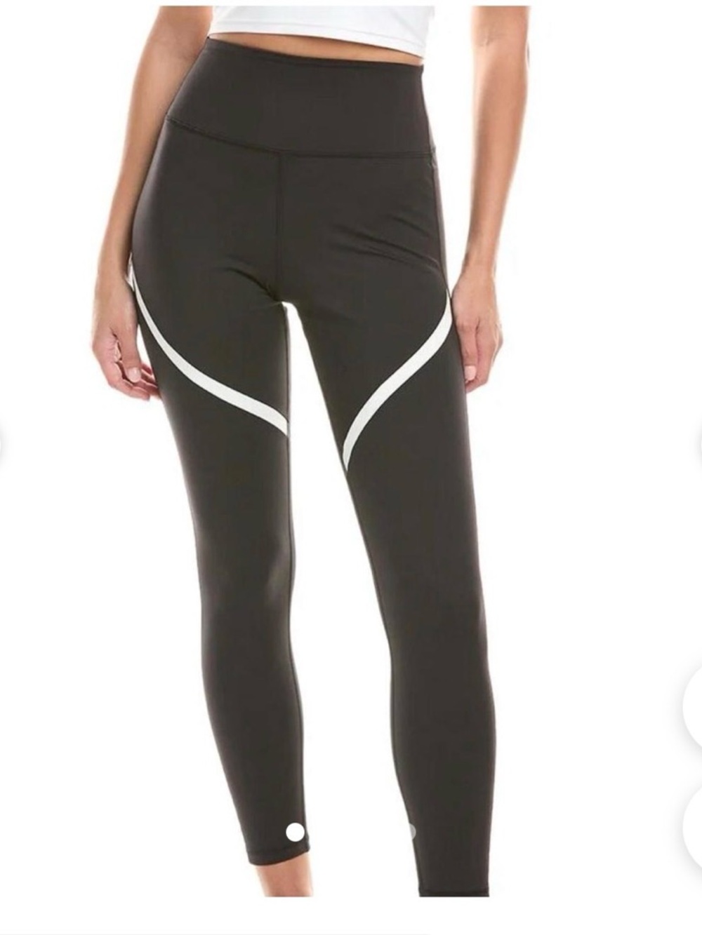 Spiritual Gangster Black Leggings with White Curved Trim